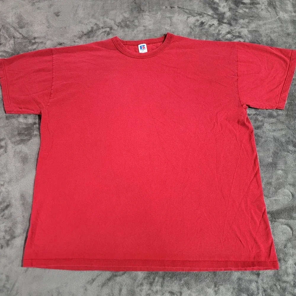Vintage Russell Athletic Shirt Men XXL Red Blank Tee Made USA Single Stitch 90s
